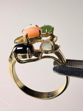 Gold tone Multi- Stone Cluster Ring